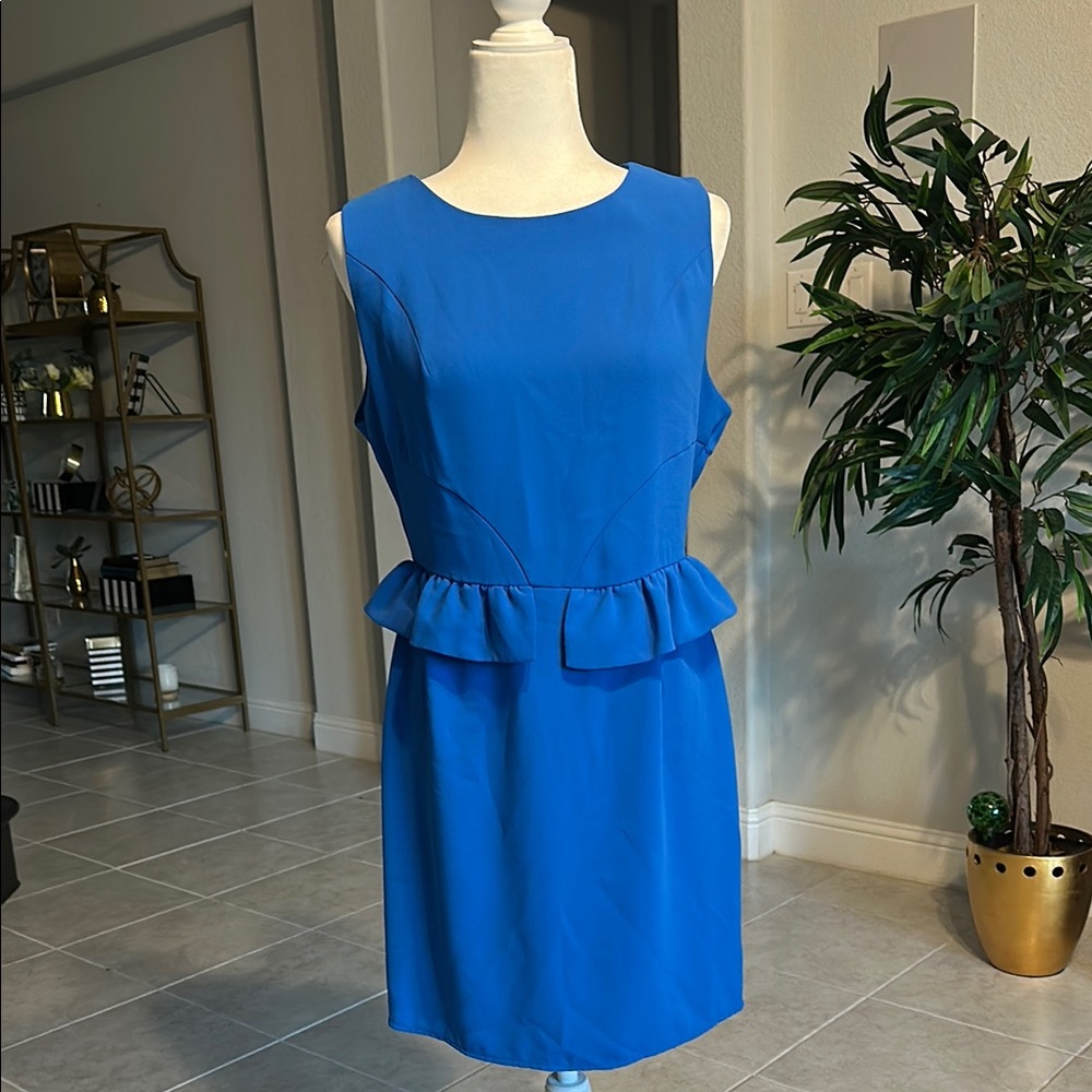 Topshop Royal Blue Sleeveless Peplum Mini Dress